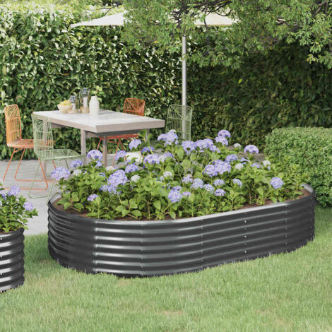 Garden Raised Bed Galvanised Steel 214x140x36 cm Anthracite vidaXL