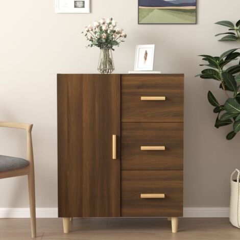 VidaXL Sideboard Nero Rovere 69,5x34x90 Cm - Credenza In Legno Massello Per Soggiorno E Sala Da Pranzo