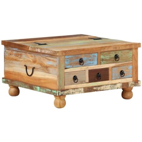 Coffee Table Reclaimed Wood 70x70x38 cm vidaXL