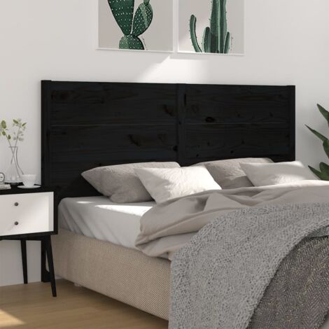 Headboard Black 126x4x100 cm Solid Wood Pine vidaXL (1/5)