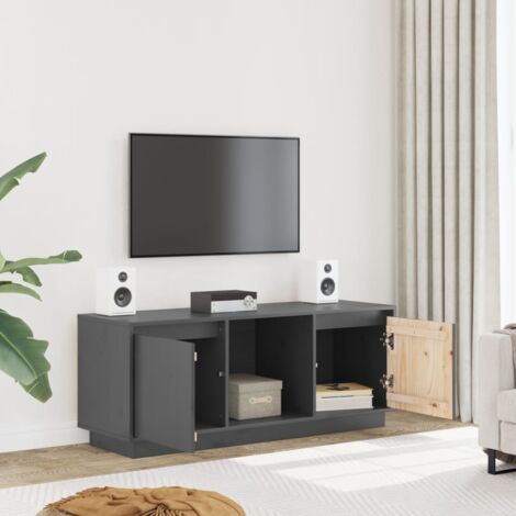 Solid wood deals gray tv stand