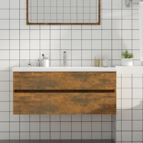 Sink Cabinet Smoked Oak 100x38.5x45 cm Engineered Wood vidaXL