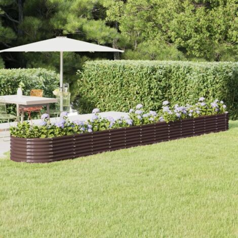 Garden Raised Bed Galvanised Steel 512x80x36 cm Brown vidaXL