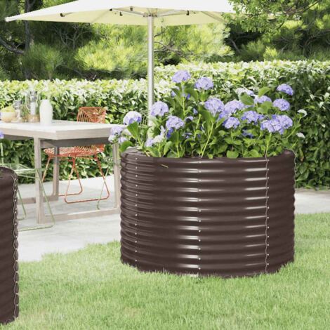 Garden Raised Bed Galvanised Steel 100x100x68 cm Brown vidaXL