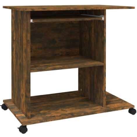 Computer Desk Smoked Oak 80x50x75 cm Engineered Wood vidaXL