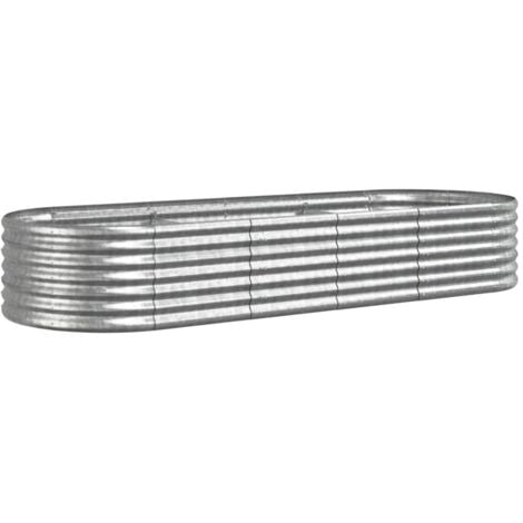 Garden Raised Bed Powder-coated Steel 224x80x36 cm Silver vidaXL