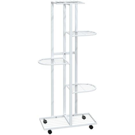 5-Floor Flower Stand with Wheels 44x23x100 cm White Iron vidaXL