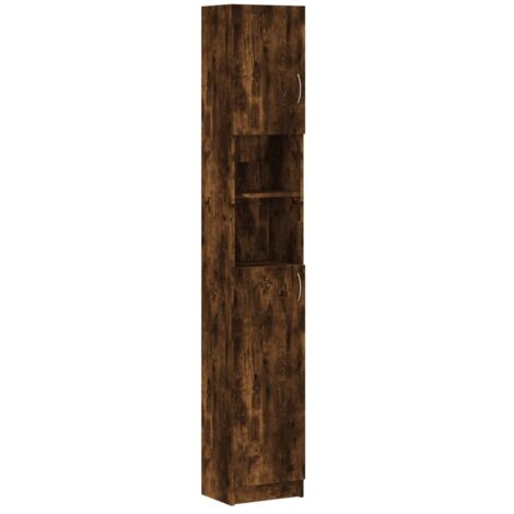 Bathroom Cabinet Smoked Oak 32x25.5x190 cm Engineered Wood vidaXL