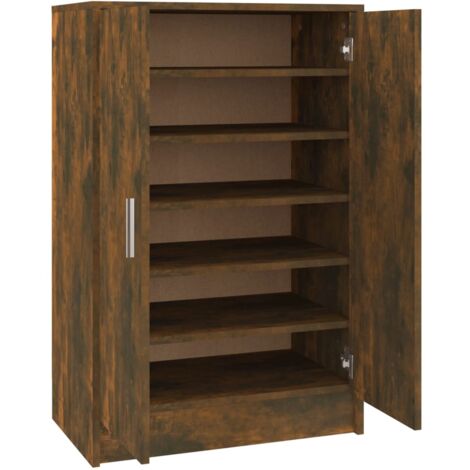 Shoe Cabinet Smoked Oak 60x35x92 cm Engineered Wood vidaXL