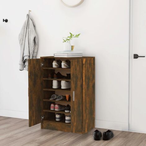 Shoe Cabinet Smoked Oak 60x35x92 cm Engineered Wood vidaXL