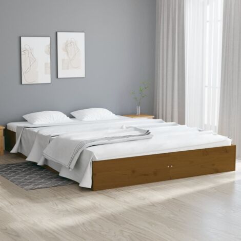 Bed Frame without Mattress Honey Brown Solid Wood 150x200 cm King Size vidaXL