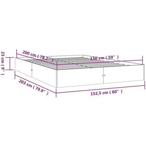 Bed Frame without Mattress Honey Brown Solid Wood 150x200 cm King Size vidaXL