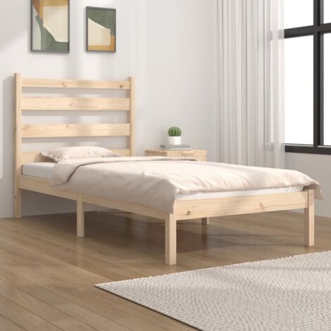 Bed Frame without Mattress Solid Wood Pine Single vidaXL (1/5)
