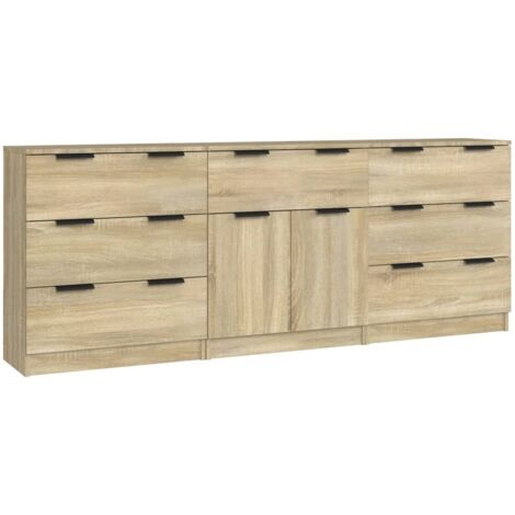 3 Piece Sideboards Sonoma Oak Engineered Wood vidaXL