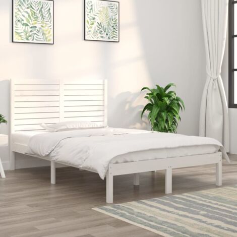 Bed Frame White Solid Pine Wood Small Double Durable Bed Frame vidaXL (1/5)