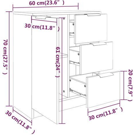 Sideboards 2 pcs Concrete Grey 60x30x70 cm Engineered Wood vidaXL