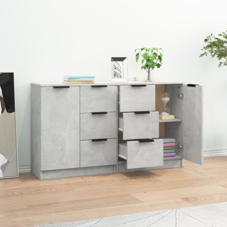 Sideboards 2 pcs Concrete Grey 60x30x70 cm Engineered Wood vidaXL