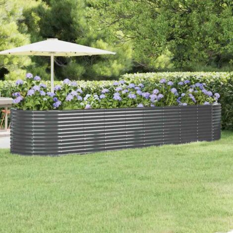 Garden Raised Bed Galvanised Steel 396x100x68 cm Anthracite vidaXL