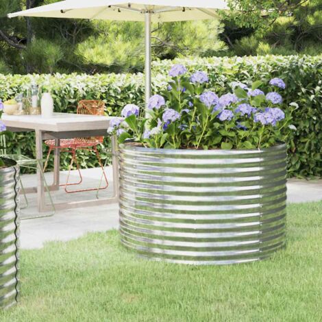 Garden Raised Bed Galvanised Steel 100x100x68 cm Silver vidaXL