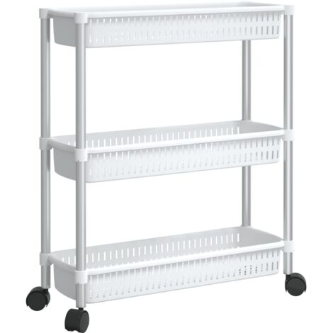 3-Tier Storage Trolley Silver and White Aluminium vidaXL