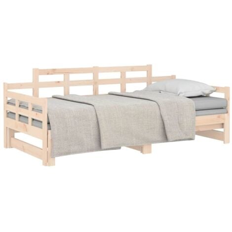 Pull-out Day Bed without Mattress Solid Wood Pine 2x cm vidaXL