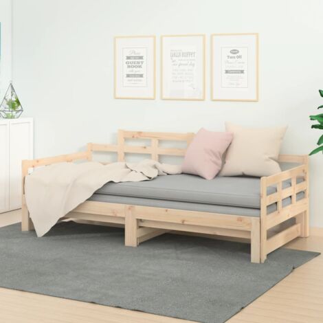 Pull-out Day Bed without Mattress Solid Wood Pine 2x cm vidaXL