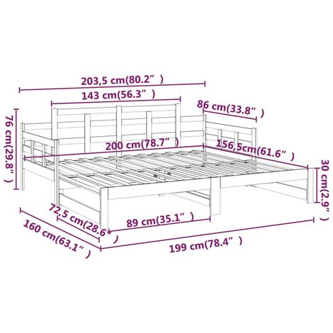 Pull-out Day Bed without Mattress Solid Wood Pine 2x cm vidaXL
