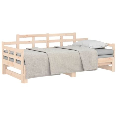 Pull-out Day Bed without Mattress Solid Wood Pine 2x cm vidaXL