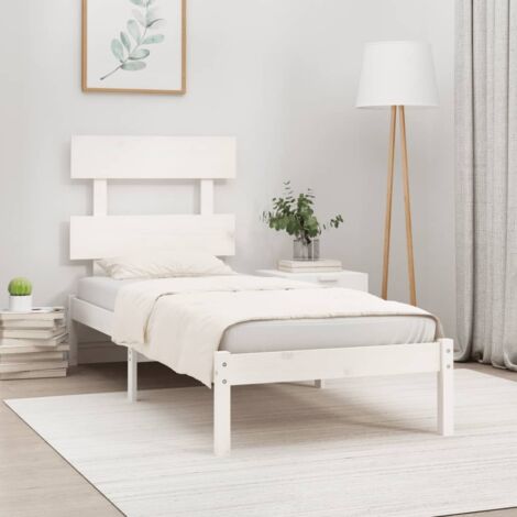 Bed Frame without Mattress White 90x190 cm Single Solid Wood vidaXL (1/5)