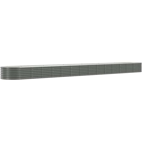 Garden Raised Bed Galvanised Steel 620x80x36 cm Grey vidaXL