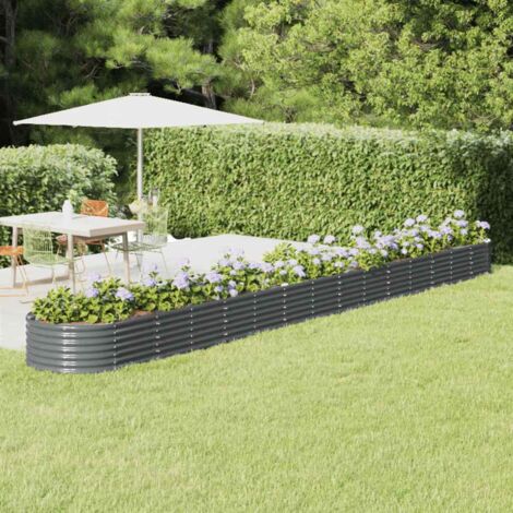 Garden Raised Bed Galvanised Steel 620x80x36 cm Anthracite vidaXL