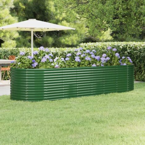 Garden Raised Bed Galvanised Steel 322x100x68 cm Green vidaXL