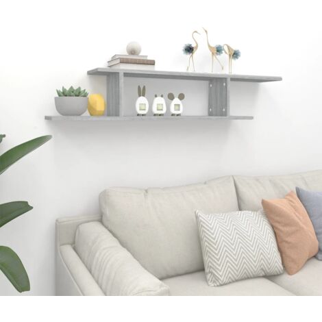 Wall-Mounted TV Shelf Grey Sonoma 125x18x23 cm Engineered Wood vidaXL