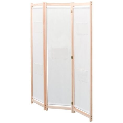 3-Panel Room Divider Cream 120x170x4 cm Fabric vidaXL