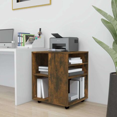 Rolling Cabinet Smoked Oak 60x53x72 cm Engineered Wood vidaXL
