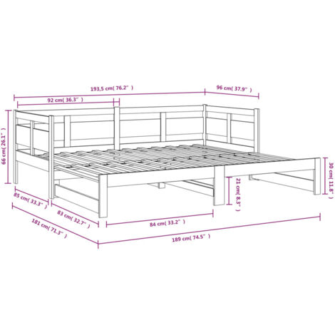 Pull-out Day Bed without Mattress White 2x(90x190) cm vidaXL
