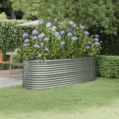 Garden Raised Bed Galvanised Steel 224x80x68 cm Silver vidaXL