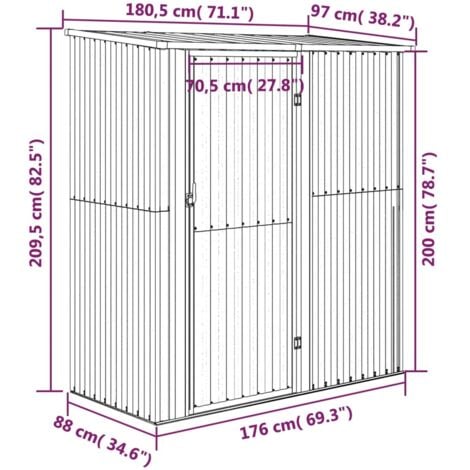 Garden Shed Green 180.5x97x209.5 cm Galvanised Steel vidaXL