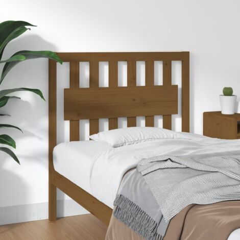 Bed Headboard  Honey brown  Solid pinewood  Decorative Inlays vidaXL (1/5)