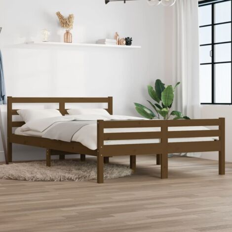 Bed Frame without Mattress Honey Brown Solid Wood 150x200 cm King Size vidaXL (1/5)