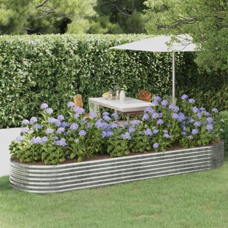 Garden Raised Bed Galvanised Steel 322x100x36 cm Silver vidaXL