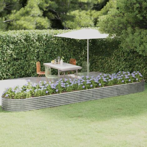 Garden Raised Bed Powder-coated Steel 507x100x36 cm Silver vidaXL