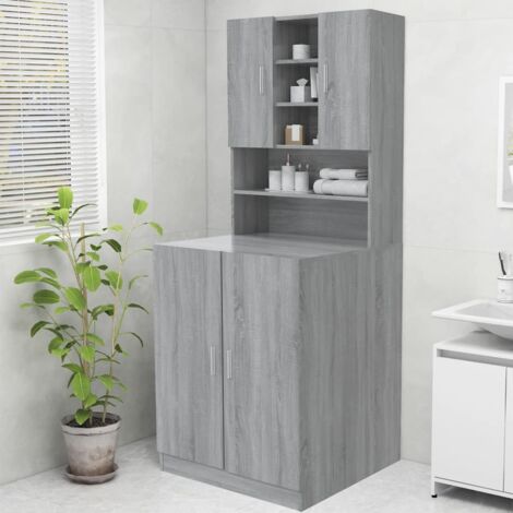 Washing Machine Cabinet Grey Sonoma 70.5x25.5x90 cm vidaXL