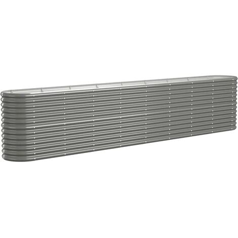 Garden Raised Bed Galvanised Steel 332x40x68 cm Grey vidaXL