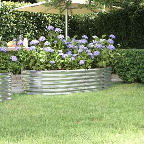 Garden Raised Bed Galvanised Steel 152x80x36 cm Silver vidaXL