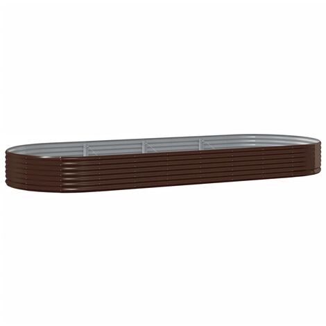 Garden Raised Bed Galvanised Steel 373x140x36 cm Brown vidaXL