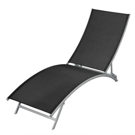 Sunlounger Black Steel Durable Sun Lounger Waveform Modern vidaXL (1/5)