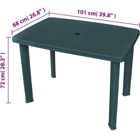 Garden Table Green 101x68x72 cm Plastic vidaXL