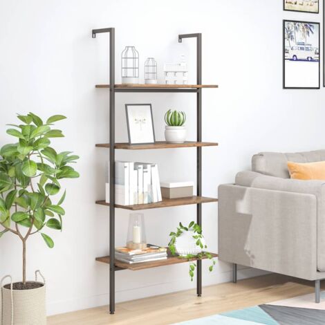 4-Tier Leaning Shelf Dark Brown and Black 64x35x152.5 cm vidaXL (1/5)