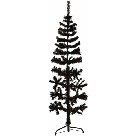 Slim Artificial Half Christmas Tree with Stand Black 150 cm vidaXL (1/5)